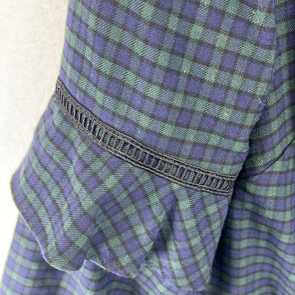 Loft Dress Women’s Size 6 Blue/Green Plaid Fun Sleeve Detail Poly/Rayon/Spandex - Picture 7 of 12